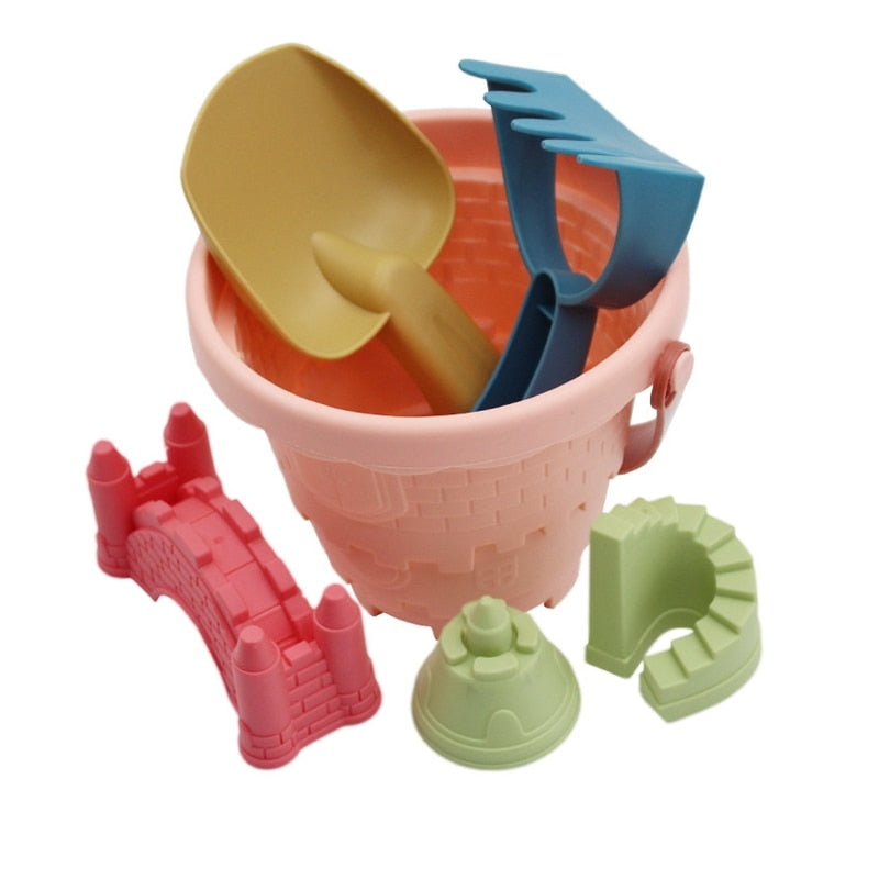 Strandspielzeug für Kinder - Eimer+ Schaufel+Harke+Förmchen