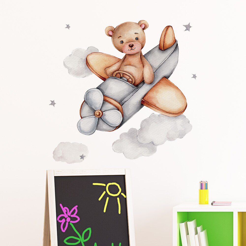 Wandsticker/ Bärchen im Flugzeug/ PVC Sticker fürs Kinderzimmer